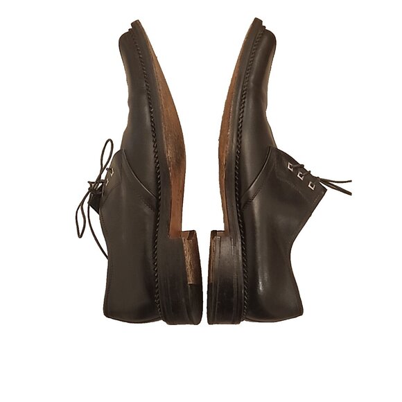 vintage OLIVIER ITALY s 13 Mens Leather hand made square toe Shoes black oxfords main image 6